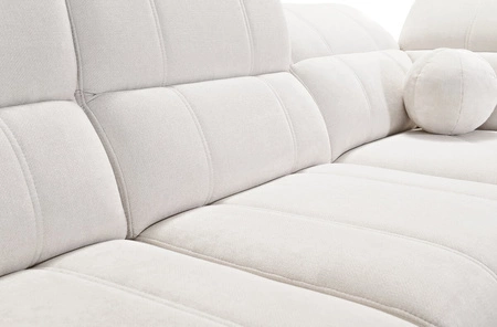 Narożnik z funkcją spania Penejos IV szary lewostronny stylowy narożnik rozkładany z dwoma pojemnikami na pościel trwała tkanina