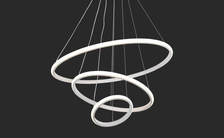 Lampa wisząca Loop biała 32W 3000K niebanalna estetyka lampy LED doskonale wpisuje się do wnętrz w stylu nowoczesnym oraz glamour