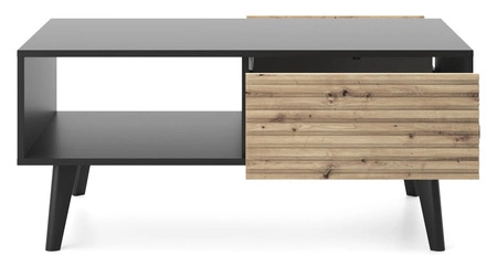 Stolik kawowy Saipan czarny / dąb artisan z szufladami elegancka forma nowoczesny design blat odporny na rozlane ciecze