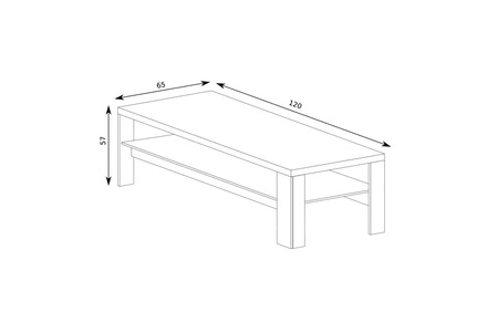 Stolik kawowy Natural 120 cm dąb ribbeck funkcjonalny stolik z dodatkową półką klasyczna konstrukcja doskonałe dopełnienie salonu