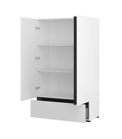 Komoda wysoka Cross 89 cm biała stylowy design komody z szufladą do sypialni prosta forma w nowoczesnym wydaniu