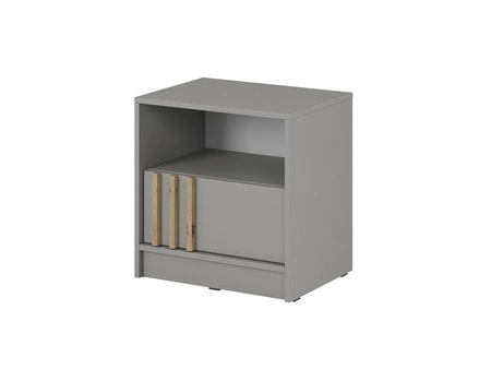 Szafka nocna z szufladą Aspen szara / lamele w kolorze dąb artisan stylowa szafka nocna stanowi idealny dodatek do sypialni