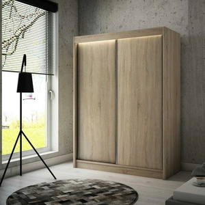 Szafa przesuwna Kristo 150 cm dąb sonoma jasny ergonomiczna oraz bardzo funkcjonalna szafa w nowoczesnej formie o geometrycznych kształtach