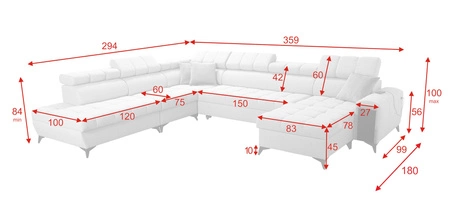 Narożnik z funkcją spania Bolmso X grafitowy prawostronny wygodny narożnik do salonu z regulowanymi zagłówkami dekoracyjne pikowania