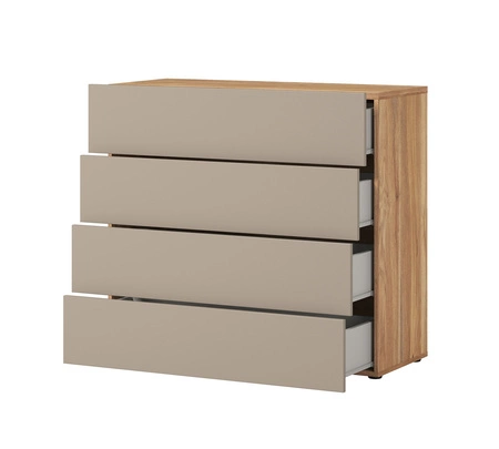 Komoda z szufladami Impressio 100 cm dąb mauvella / ciemny beżowy komoda w nowoczesnym stylu funkcjonalna i pojemna komoda do salonu lub sypialni