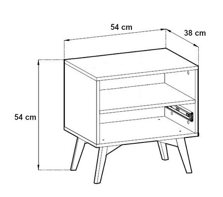 Szafka nocna Wald beżowy / beż jodełka z szufladą idealna szafka do sypialni gustowny dekor jodełki na froncie szuflady