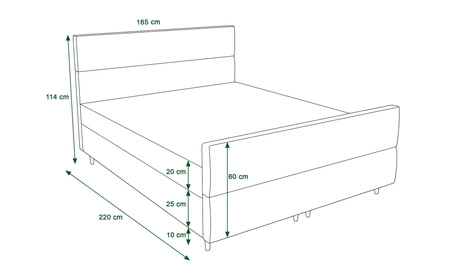 Łóżko kontynentalne Benet 160x200 beżowy w nowoczesnym skandynawskim stylu z charakterystycznym wezgłowiem oraz zanóżkiem