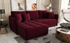 Narożnik z funkcją spania Oroso bordowy lewostronny miękka tkanina typu velvet z powłoką hydrofobową pojemnik na pościel