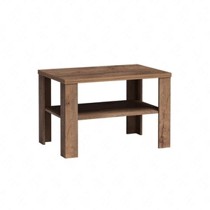 Stolik kawowy Tade 90 cm dąb lefkas wytrzymały odporny blat idealny mały stolik z półką do każdej aranżacji klasyczna kontrukcja