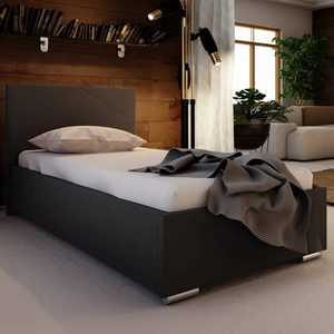 Łóżko tapicerowane Hernani 90x200 czarne z zagłówkiem w nowoczesnym stylu idealne do pokoju młodzieżowego lub małej sypialni