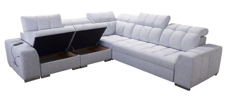 Narożnik z funkcją spania Luigi III czarny lewostronny komfortowy narożnik do salonu doskonały do codziennego wypoczynku