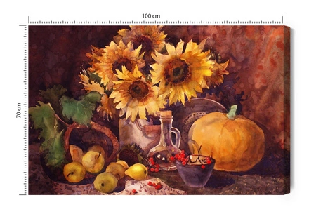 Obraz na płótnie słoneczniki w wazonie 100x70 cm ponadczasowa ozdoba wnętrza obraz w wyrazistej kolorystyce wysoka jakość wykonania