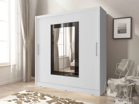 Szafa przesuwna Malmo 200 cm biała nowoczesna szafa idealna do  garderoby sypialni lub przedpokoju