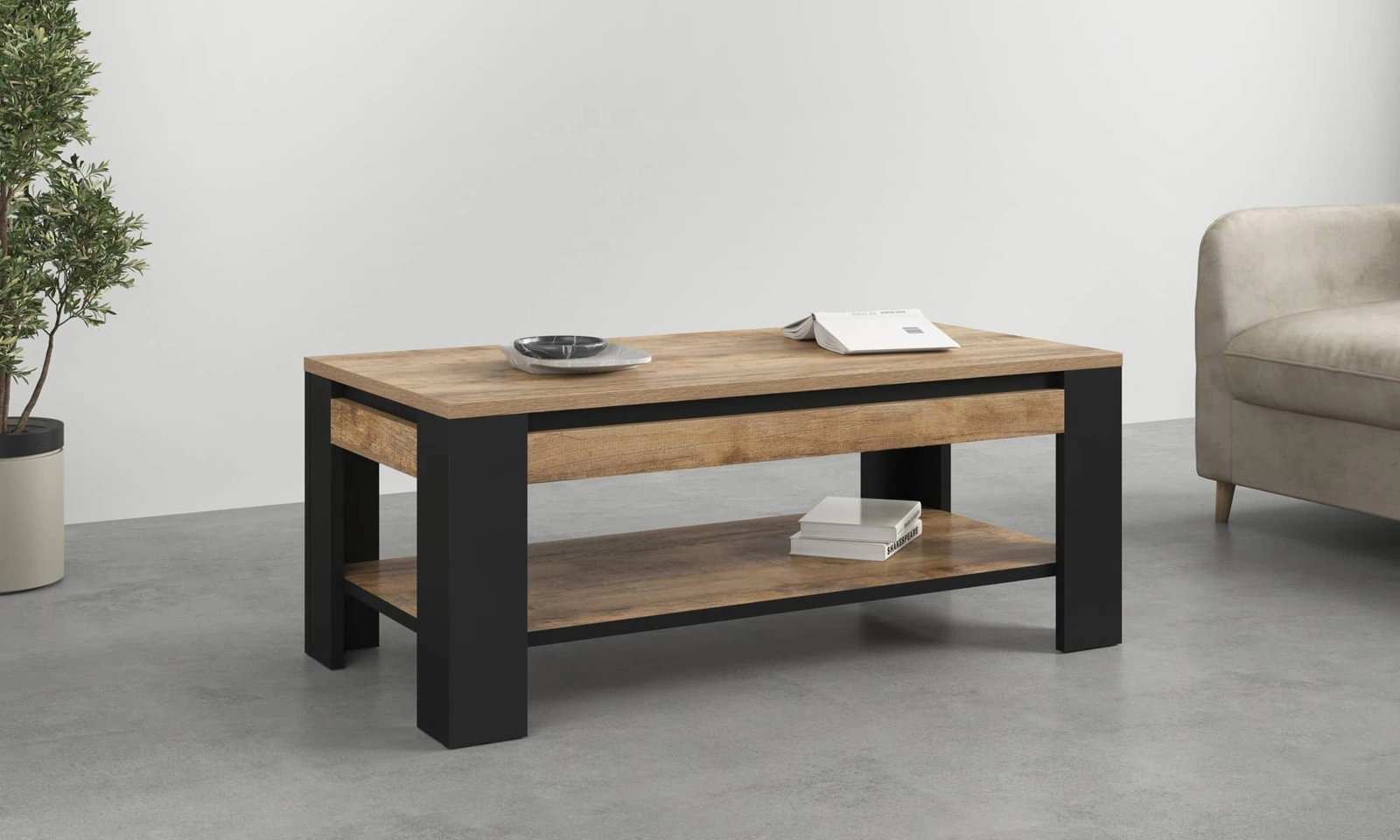 Stolik kawowy Tudor 120 cm dąb samdal / czarny