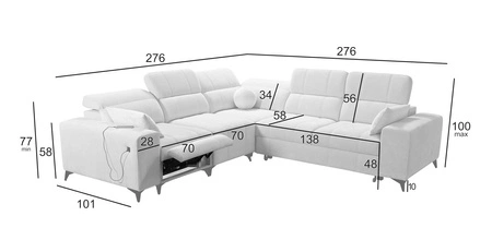Narożnik z funkcją spania Penejos III Lux zielony lewostronny komfortowy narożnik do salonu z wysuwanym podnóżkiem pojemnik na pościel