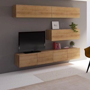 Meblościanka Apulia VIII dąb złoty wyjątkowo stylowa meblościanka proste bryły wpisujące się w każde wnętrze