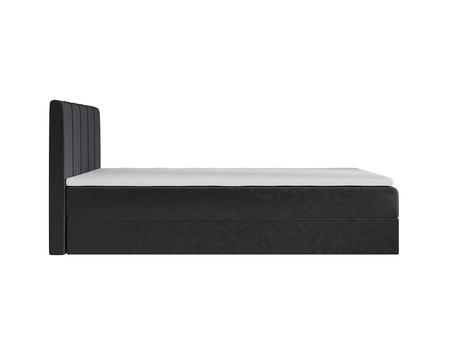Łóżko kontynentalne Casey 90x200 grafitowe w nowoczesnym skandynawskim stylu z tapicerowanym zagłówkiem łóżko z pojemnikiem