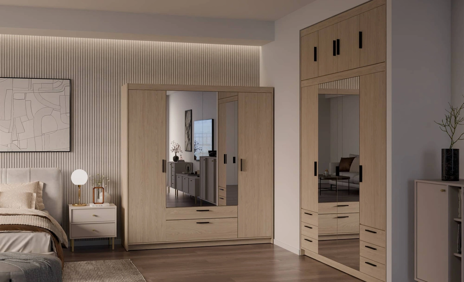 Szafa z lustrem Rene 176 cm w kolorze dąb olejowany