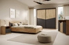 Zestaw mebli do sypialni Atson dąb odwieczny / czarny nowoczesny design komplet mebli do sypialni oryginalny kształt frontów mebli