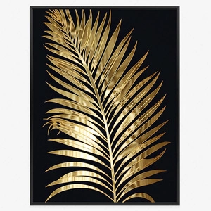Plakat złoty liść palmowy 70x100 plakat w ramie precyzyjny wydruk ze stylową grafiką doskonała dekoracja do salonu lub sypialni