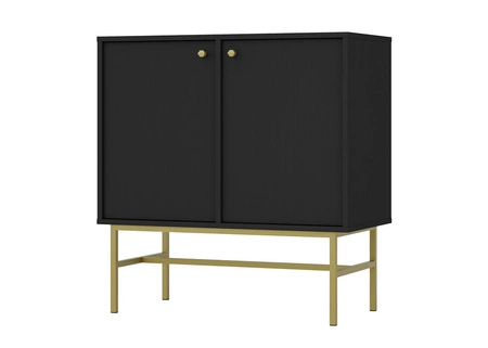 Meblościanka Kioto III czarny grafit stylowy design mebli do salonu eleganckie meble wsparte na stabilnym stelażu złote uchwyty