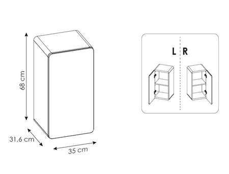 Szafka łazienkowa wisząca Aruba 35 cm dąb craft złoty / czarny funkcjonalna niska szafka do łazienki odporna na działanie wilgoci