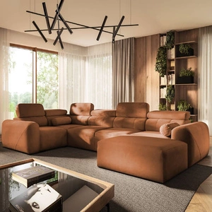 Narożnik z funkcją spania Cantare IV ceglasty prawostronny starannie wykonany narożnik do salonu zapewnia komfort i wygodę