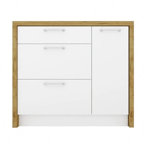 Wyspa kuchenna z szufladami Vita 97 cm dąb artisan / biały połysk funkcjonalny i stylowy mebel do kuchni odporny na działanie wilgoci