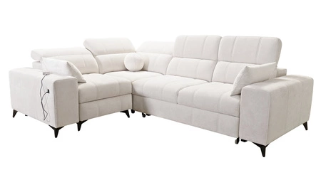 Narożnik z funkcją spania Penejos II Lux szary lewostronny wygodny narożnik do salonu z komfortowym wysuwanym podnóżkiem