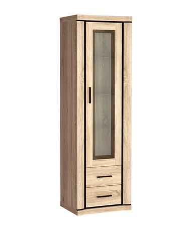 Zestaw mebli do salonu Dallas dąb sonoma / czarny elegancka stylistyka mebli wzbogacona o stylowe czarne dodatki