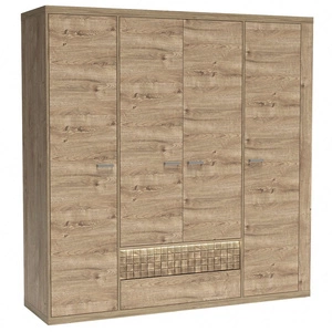 Szafa Natural 196 cm dąb ribbeck pojemna szafa do sypialni szuflada ozdobiona drewnianą listwą subtelne oświetlenie ledowe