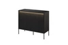 Komoda Trend 98 cm czarna funkcjonalna komoda do salonu o oryginalnym designie ryflowane fronty z subtelnym oświetleniem