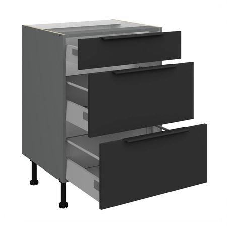 Szafka kuchenna stojąca z szufladami Alatri Ant 60 D 3S BB odporna na uszkodzenia wykończenie frontów w technologii anti fingerprint