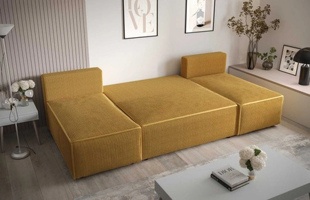 Narożnik z funkcją spania Brandon U indyjski róż pojemnik na pościel trójwymiarowa tkanina o wyrazistych prążkach