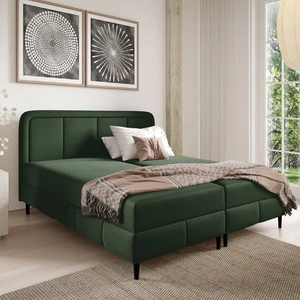 Łóżko kontynentalne Monte 140x200 zielone designerskie łóżko z pojemnikami na pościel doskonałe do sypialni i pokoju młodzieżowego