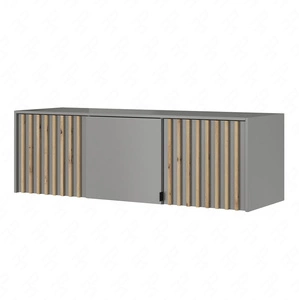 Nadstawka do szafy Aspen 155 cm szara / lamele w kolorze dąb artisan funkcjonalna szafka powiększy miejsce do przechowywania ubrań obuwia i dodatków