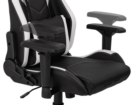 Fotel gamingowy Ares Pro czarny / biały komfortowy i funkcjonalny fotel z regulowanymi podłokietnikami stabilny metalowy stelaż