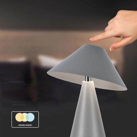 Lampka nocna Lively szara 3W 3000K-6000K funkcjonalny element wystroju metalowa konstrukcja modna kolorystyka lampa do sypialni