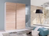 Szafa przesuwna Batumi 4 150 cm biała / dąb sonoma jasny nowoczesna szafa wyposażona w aluminiowe prowadnice drzwi
