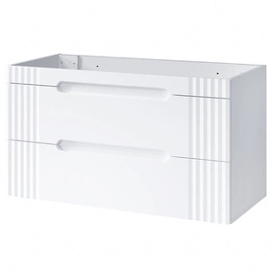 Szafka pod umywalkę Fiji White 120 cm biała pojemna szafka z szufladami stylowe frezowane uchwyty oraz ryflowane fronty