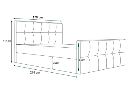 Łóżko tapicerowane Viamao 160x200 błękitne z pojemnikiem w nowoczesnym skandynawskim stylu z pikowanym wezgłowiem oraz zanóżkiem