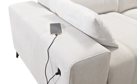 Narożnik z funkcją spania Penejos II jasny szary lewostronny komfort podczas codziennego wypoczynku pojemnik na pościel