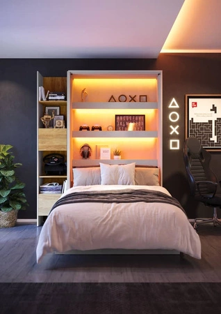 Regał Teen Flex 44 cm silk flou / hikora naturalna funkcjonalny regał z szafką i szufladą doskonale sprawdzi się w pokoju młodzieżowym