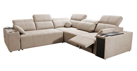 Narożnik z funkcją spania Tesalia III Lux szary popiel prawostronny narożnik z wysuwanym podnóżkiem funkcja przesuwanego oparcia