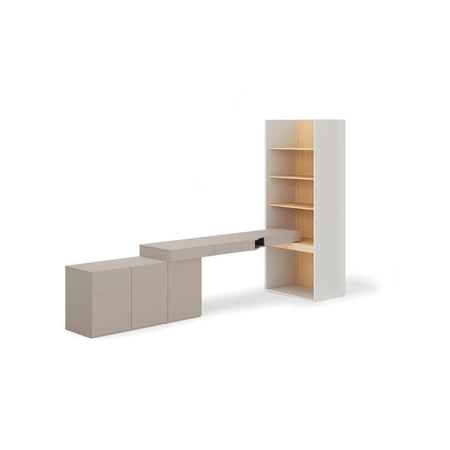 Zestaw mebli Woow clay grey / szampański / dąb vincenza bielona lewy stylowy zestaw mebli o nowoczesnym i praktycznym designie