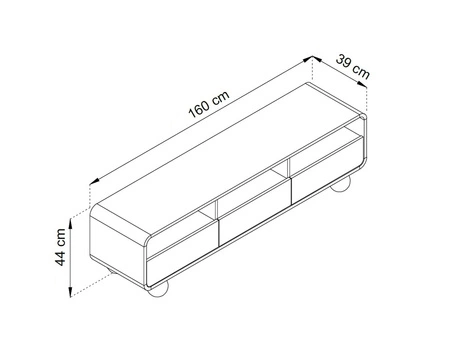 Szafka RTV Bion 160 cm beżowa stylowa szafka pod telewizor w oryginalnym stylu zaoblony kształt designerskie nogi w kształcie kul