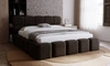 Łóżko tapicerowane Noe 160x200 czarne komfortowe łóżko z pojemnikiem na pościel gustowny zagłówek i zanóżek