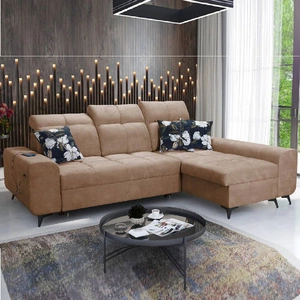 Narożnik z funkcją spania Buffalo ciemny beżowy prawostronny funkcjonalny i stylowy narożnik rozkładany z pojemnikiem na pościel