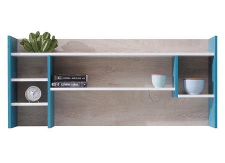 Nadstawka do biurka Niko biała / dąb / morski nowoczesna i praktyczna funkcjonalny mebel do pokoju młodzieżowego