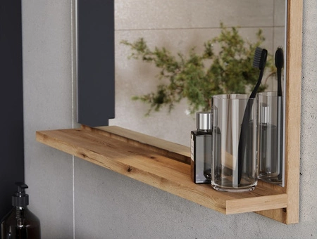 Lustro łazienkowe Nova 50 cm dąb coast evoke eleganckie lustro z półką idealnie zaaranżuje przestrzeń nad umywalką